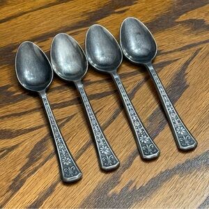 Interpur Florenz set 4 Teaspoons black accents stainless floral 6 1/4”